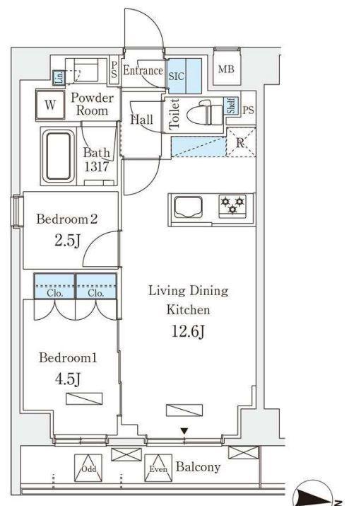ラティエラ中野新井(2LDK/6階)の間取り写真