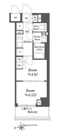 ブランシエスタ荻窪(2K/6階)の間取り写真