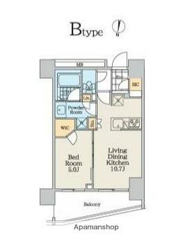 クレストコート中野富士見町(1LDK/6階)の間取り写真