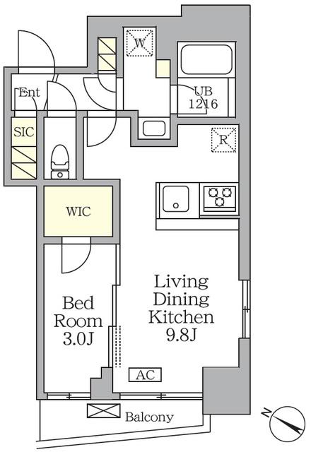 アジールコート三宿テラス(1LDK/2階)の間取り写真