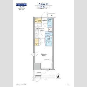 プラウドフラット四谷三丁目(1K/4階)の間取り写真