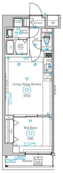 MIND SHIMURASAKAUE(1LDK/7階)の間取り写真