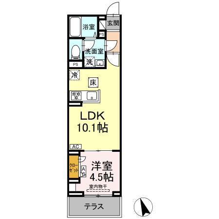 セレスティア池袋立教通(1LDK/1階)の間取り写真