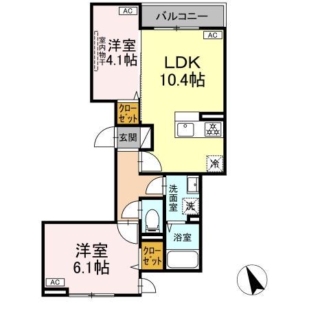 セレスティア鷺宮(2LDK/2階)の間取り写真