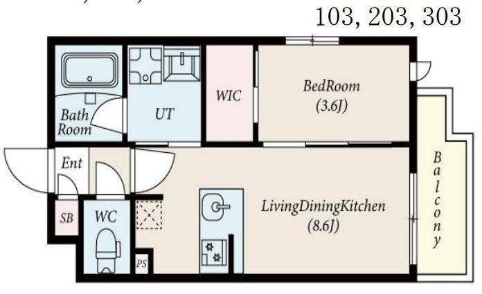 コンポジット新宿柏木(1LDK/1階)の間取り写真