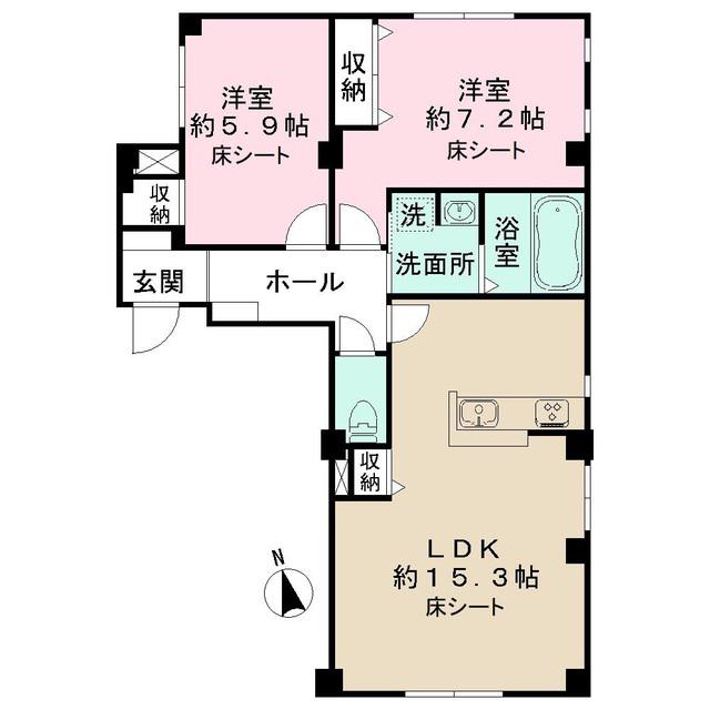 カーサ エレンシア(2LDK/1階)の間取り写真