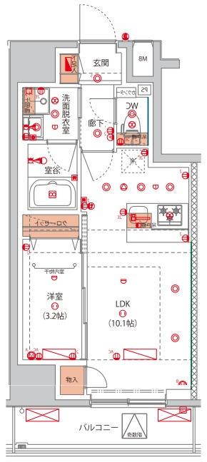 高島平THEGARDENレジデンス(1LDK/9階)の間取り写真