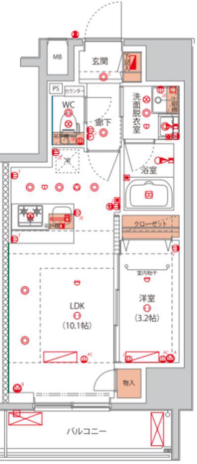 高島平THEGARDENレジデンス(1LDK/9階)の間取り写真