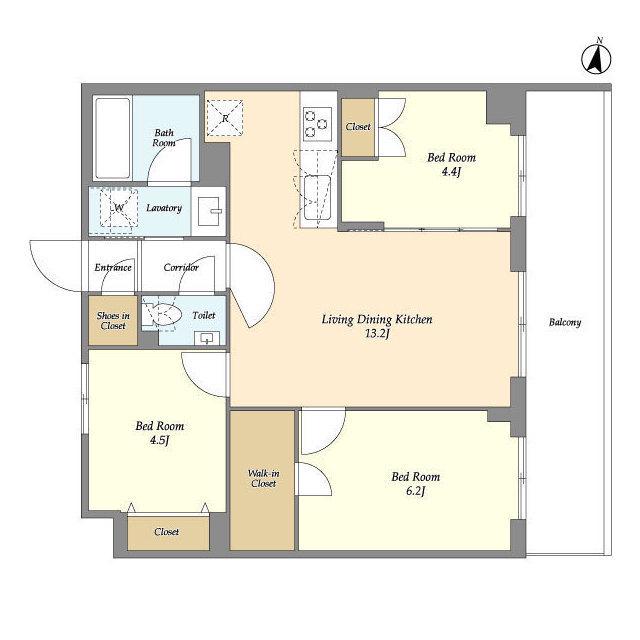 メゾンドオンディーヌ(3LDK/3階)の間取り写真