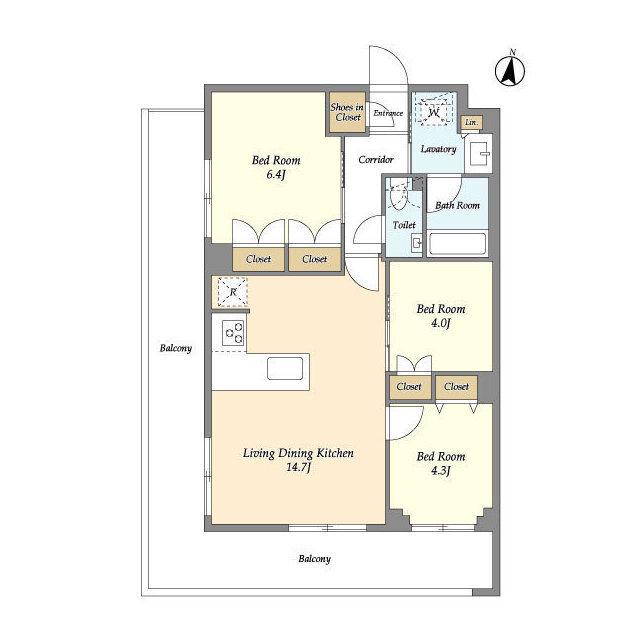 メゾンドオンディーヌ(3LDK/3階)の間取り写真