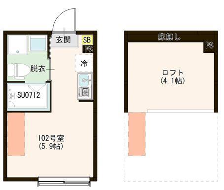 ハーモニーテラス上石神井Ⅴ(ワンルーム/1階)の間取り写真