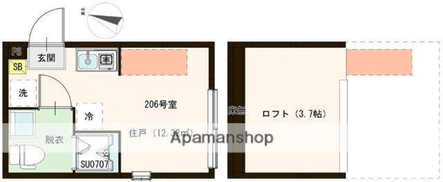 ソラニア上井草(ワンルーム/2階)の間取り写真