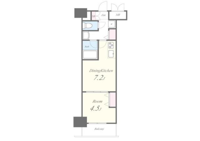 ROOTS SHINJUKU WAKAMATSUCHOルーツシ(1DK/13階)の間取り写真