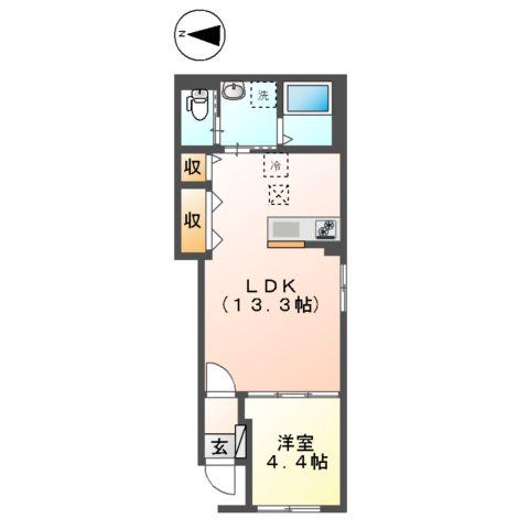 西武池袋・豊島線 椎名町駅 徒歩4分 2階建 築1年(1LDK/1階)の間取り写真