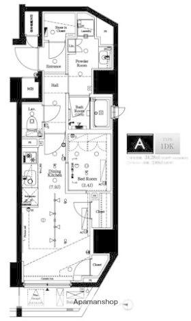 AXAS渋谷初台(1DK/11階)の間取り写真