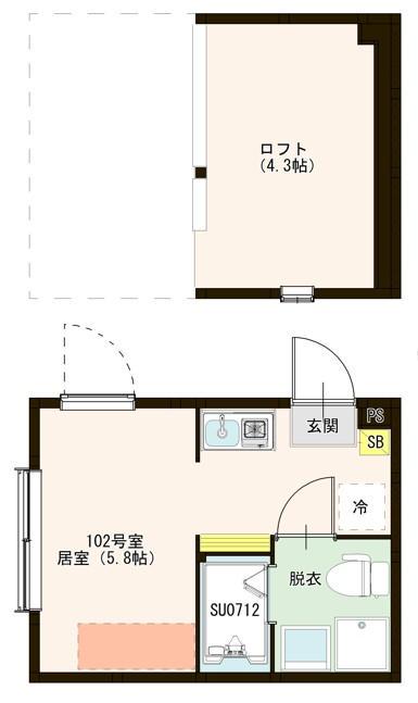 アーバンレジデンス光が丘(ワンルーム/1階)の間取り写真