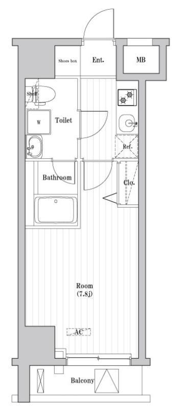 エル・グランジュテ新宿(1K/5階)の間取り写真