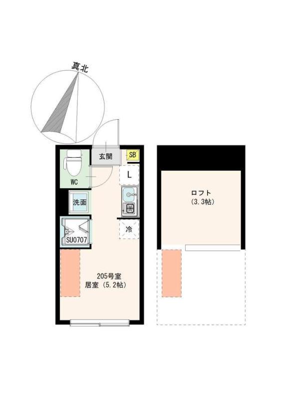 ソラリエ大泉学園(ワンルーム/2階)の間取り写真