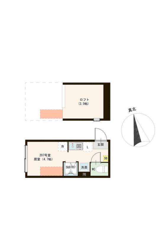 ハーモニーテラス前野町Ⅳ(ワンルーム/2階)の間取り写真