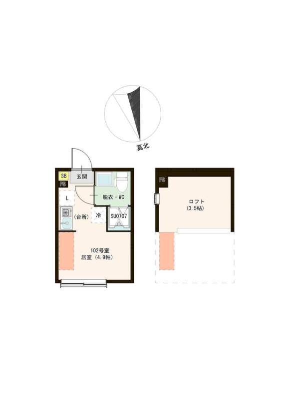 ハーモニーテラス前野町Ⅳ(ワンルーム/1階)の間取り写真