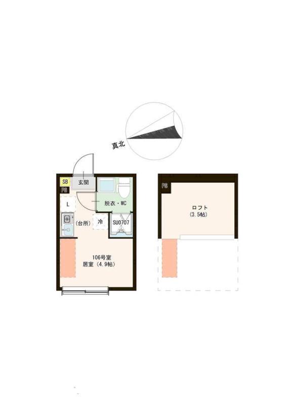 ハーモニーテラス前野町Ⅳ(ワンルーム/1階)の間取り写真