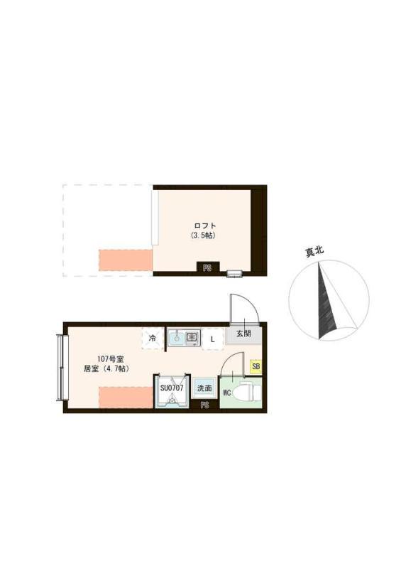 ハーモニーテラス前野町Ⅳ(ワンルーム/1階)の間取り写真