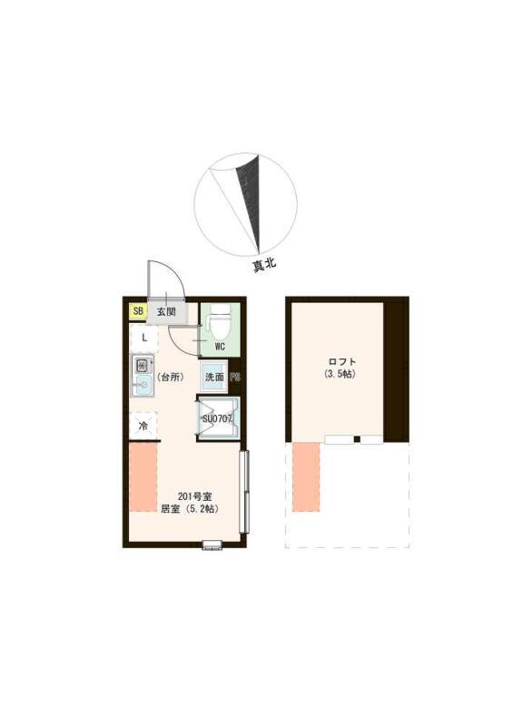 ハーモニーテラス前野町Ⅳ(ワンルーム/2階)の間取り写真