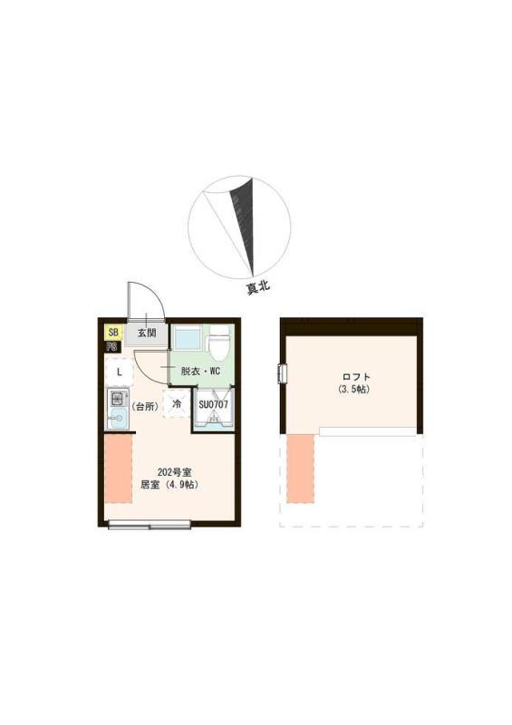 ハーモニーテラス前野町Ⅳ(ワンルーム/2階)の間取り写真