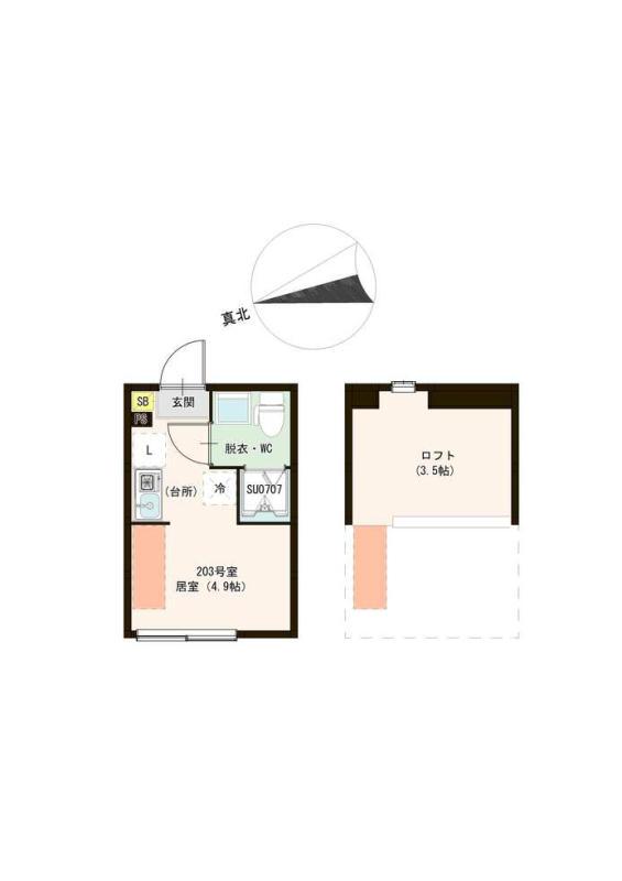 ハーモニーテラス前野町Ⅳ(ワンルーム/2階)の間取り写真