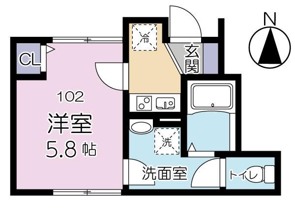 フォルトゥーナ(1K/1階)の間取り写真
