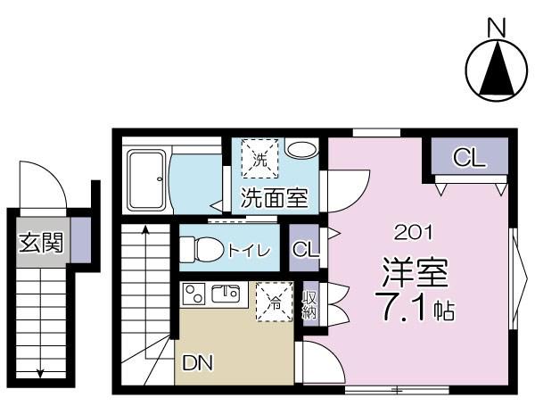 フォルトゥーナ(1K/2階)の間取り写真