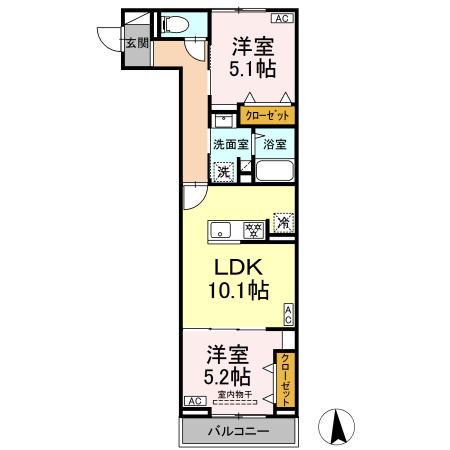 板橋区高島平9丁目PJ(2LDK/2階)の間取り写真