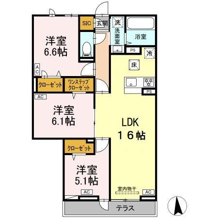 板橋区高島平9丁目PJ(3LDK/1階)の間取り写真