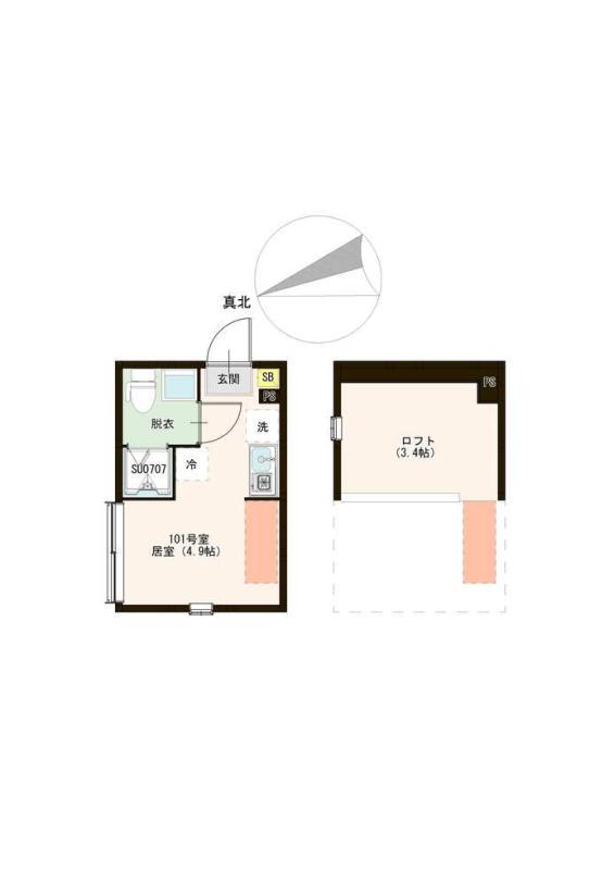 URBAN TERRACE ときわ台(ワンルーム/1階)の間取り写真