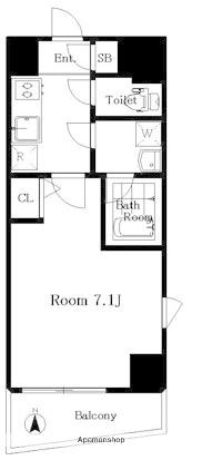 ZOOM市谷本村町(1K/6階)の間取り写真