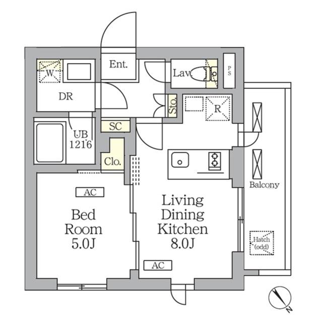 グランパーク千駄ヶ谷レジデンス(1LDK/3階)の間取り写真