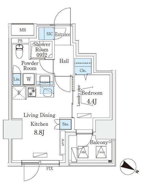 URBAN BREEZE 恵比寿(1LDK/13階)の間取り写真