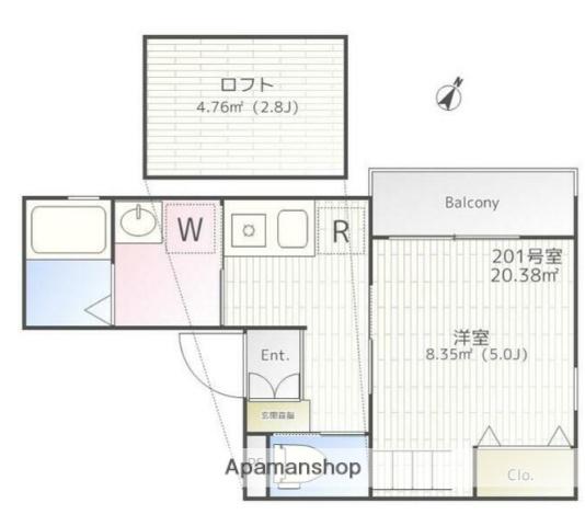 グランビル中野白鷺(1K/2階)の間取り写真