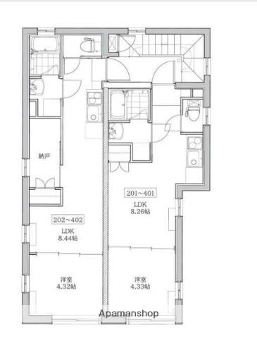 PRATIQUE西荻窪(1LDK/4階)の間取り写真