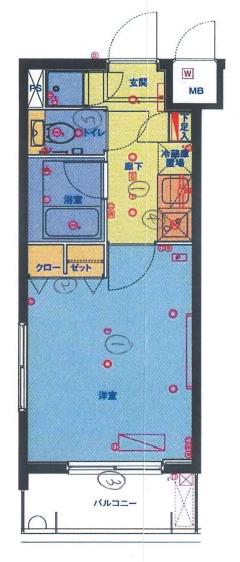 ブライズ中野坂上(1K/2階)の間取り写真