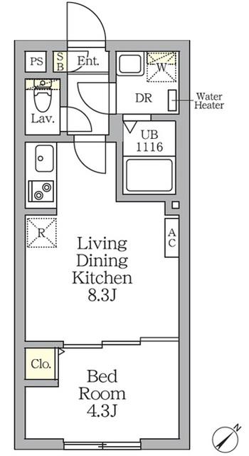 AGLAIA 新宿横寺町(1LDK/B1階)の間取り写真