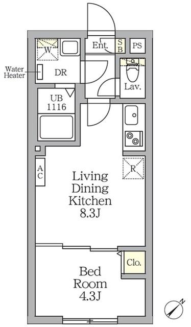 AGLAIA 新宿横寺町(1LDK/B1階)の間取り写真