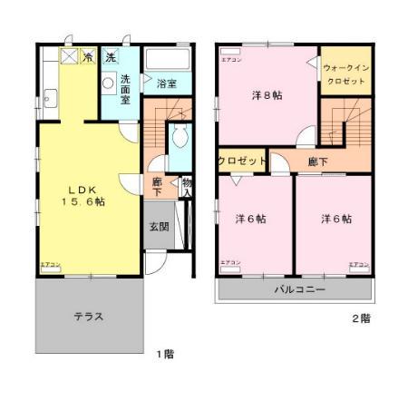 ナーセリーコート　Ｂ(3LDK)の間取り写真