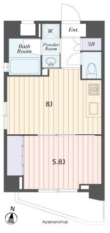 B CITY APARTMENT SUGINAMI TAKAID(1LDK/5階)の間取り写真