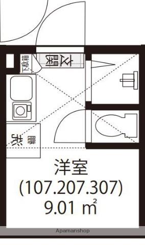 GARUNA OKUBO(ワンルーム/2階)の間取り写真