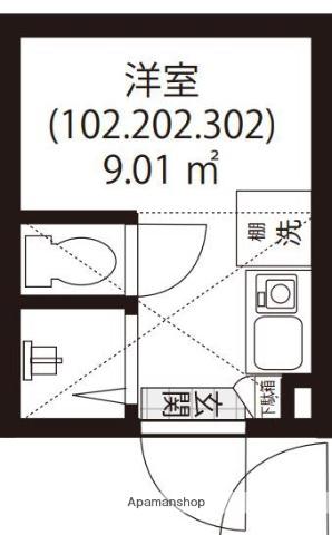 GARUNA OKUBO(ワンルーム/1階)の間取り写真