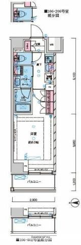 GENOVIA北池袋Ⅱ(1K/2階)の間取り写真