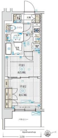 ブライズ中野哲学堂(2K/5階)の間取り写真