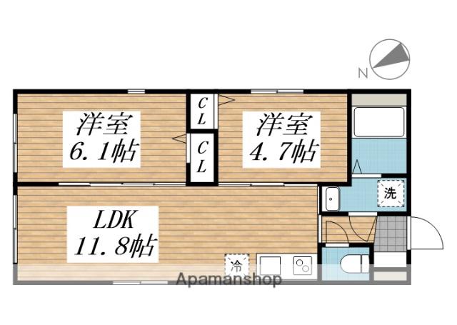 CREAL高田馬場Ⅲ(2LDK/2階)の間取り写真
