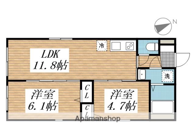 CREAL高田馬場Ⅲ(2LDK/4階)の間取り写真